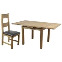 Furniture Link Hampshire Oak Dining Set - 90cm Draw Leaf with 6 Padded Seat Chairs