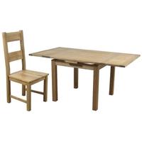 Furniture Link Hampshire Oak Dining Set - 90cm Draw Leaf with 6 Solid Seat Chairs