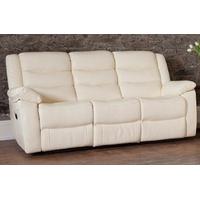 Furniture Link Marco Cream Leather 3 Seater Recliner Sofa