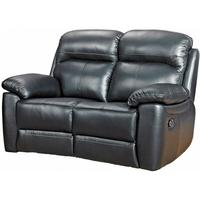 Furniture Link Aston Black Leather 2 Seater Fixed Sofa