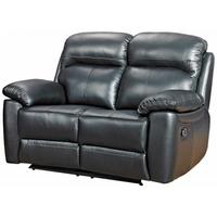 furniture link aston black leather 2 seater recliner sofa