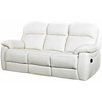 Furniture Link Aston Ivory Leather 3 Seater Fixed Sofa