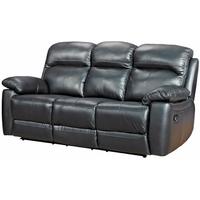 furniture link aston black leather 3 seater recliner sofa