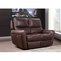 furniture link avalon brown leather 2 seater electric recliner sofa