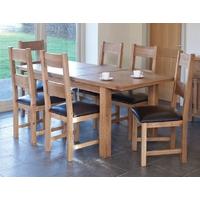 Furniture Link Hampshire Oak Dining Set - 150cm Extending with 6 Padded Seat Chairs