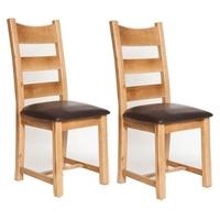 Furniture Link Aylesbury Oak Dining Ladder Back Chair (Pair)