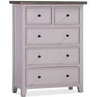 Furniture Link Wellington Cotton White Reclaimed Pine Tall Chest of Drawer - 5 Drawer