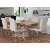 furniture link rio oak dining set with 6 taupe chairs