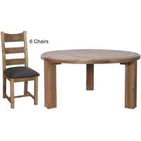 Furniture Link Danube Oak Dining Set - 156cm Round with 6 Chairs
