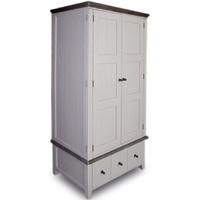 Furniture Link Wellington Cotton White Reclaimed Pine Wardrobe - 2 Door