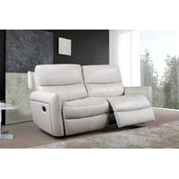 furniture link avalon chalk leather 3 seater recliner sofa