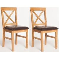 Furniture Link York Oak Dining Chair-Padded Seat(Pair)