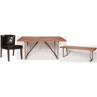 Furniture Link Nevada Walnut Dining Set with 2 Benches and 2 Chairs