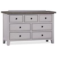 Furniture Link Wellington Cotton White Reclaimed Pine Dressing Chest of Drawer - 7 Drawer