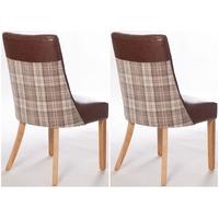 furniture link lexington antique brown checked fabric dining chair wit ...