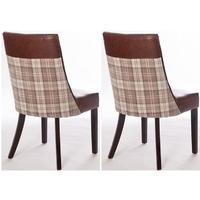 furniture link lexington antique brown checked fabric dining chair wit ...