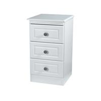 Furniture Express Pembroke 3 Drawer Locker White Assembled Bedside Chest