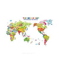 fulll color world map wall stickers many buildings diy vinyl wall deca ...