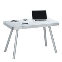 Futura Computer Desk In White Glass Top With Metal Legs