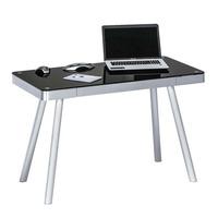 Futura Computer Desk In Black Glass Top With Metal Legs