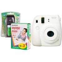 Fuji Instax Mini 8 White Instant Camera Kit inc 2x 10 Pack Film, Charger, 4x AA