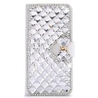 full body rhinestone with stand flip solid color pu leather hard case  ...