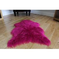 fuchsia soft shaggy faux sheepskin rug