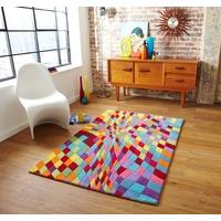 Funky Multi Coloured Geometric Patterned Wool Rug Prism - 120cm x 170cm (3\'11\