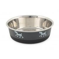 Fusion Stainless Steel Dog Dish Dog Black/grey 21cm (Pack of 3)