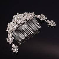 Full-Crystal Silver Hair Combs Jewelry for Wedding Party with Pearl