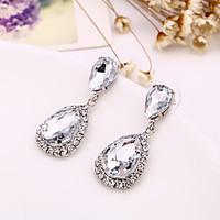 Full Crystal Drop Shape Earrings Jewelry Basic Design Sexy Cute Style Wedding Party Halloween Daily Alloy 1 pair Silver