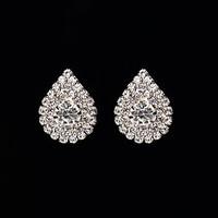 Full Crystal Drop Shape Stud Earrings Jewelry Basic Design Sexy Cute Style Wedding Party Halloween Daily Alloy 1 pair Silver