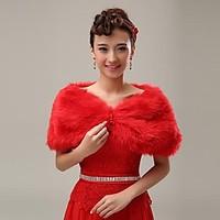 Fur Wraps / Wedding Wraps / Women\'s Wrap Shrugs Faux Fur Red Wedding / Party/Evening / Office Career / Casual Off-the-shoulderRuffles