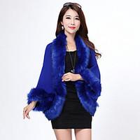 Fur Coats / Hoods Ponchos / Wedding Wraps Capelets Long Sleeve Faux Fur / Imitation Cashmere Black / Ivory / White / Royal Blue / Red