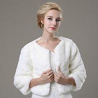 Fur Coats Shrugs 3/4-Length Sleeve Faux Fur Ivory Wedding / Party/Evening / Casual Open Front