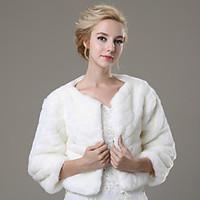 fur coats shrugs 34 length sleeve faux fur ivory wedding partyevening  ...