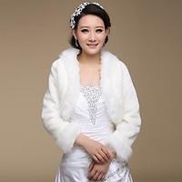 Fur Wraps / Wedding Wraps Coats/Jackets 3/4-Length Sleeve Faux Fur Ivory Wedding / Party/Evening Open Front