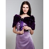 Fur Wraps / Wedding Wraps Shrugs Sleeveless Feather/Fur White / Champagne / Grape Party/Evening Bow Lace-up