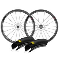 Fulcrum Racing Quattro Carbon + Continental GP4000s II Tyres & Tubes - Carbon / Shimano / Pair / 10-11 Speed / Clincher