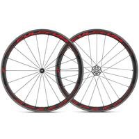 Fulcrum Racing Speed 40 Carbon Clincher Road Wheelset - Black / Red / 700c - Clincher / Shimano / 11 Speed / Pair