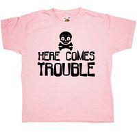 Funny Kids T Shirt - Here Comes Trouble