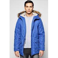 Fur Hooded Parka Jacket - royal