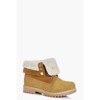 Fur Trim Collar Hiker Boot - sand