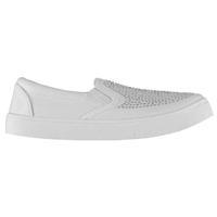 Full Circle Diamante Slip On Ladies Trainers