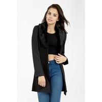 FUR COLLAR RIBBED JACKET