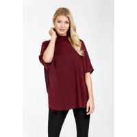 funnel neck split back t shirt