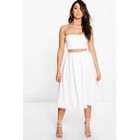 Full Textured Midi Skirt - ivory