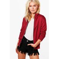 Funnel Neck Bomber Jacket - burgundy