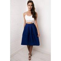 Full Pleated Midi Skirt in Blue