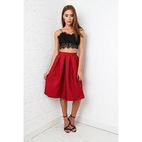 full pleated midi skirt in red